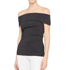 Theory Elegant Black Off-Shoulder Blouse
